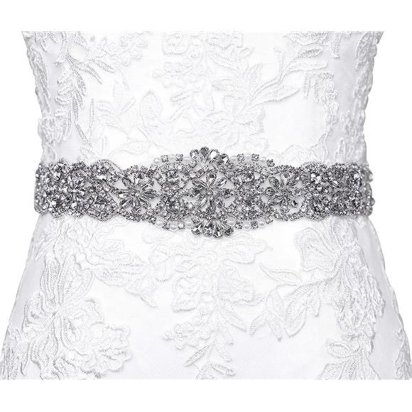 Lovful Bridal Crystal Rhinestone Braided Wedding Dress Sash Belt main image 4